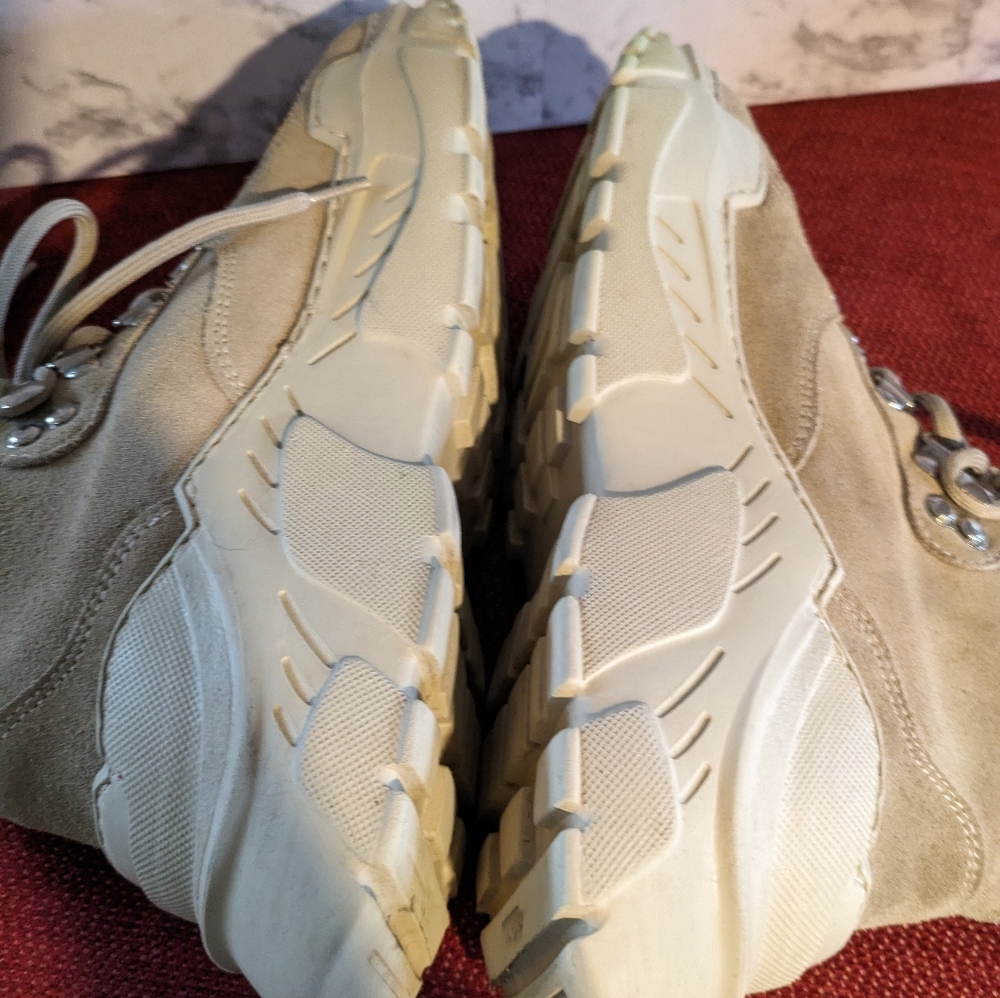 Women's Suede Hiking-Inspired Ankle Boots in Beige - Picture 5 of 9
